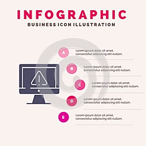 Computer, Data, Information, Internet, Security Solid Icon Infographics 5 Steps Presentation Background