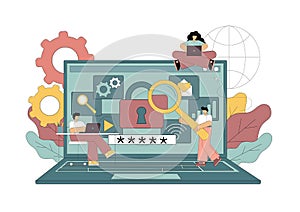 Computer data protection concept for web page, application development, coding, programming