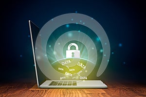 Computer data protection and cyber security concept