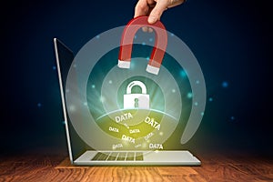 Computer data protection and cyber security concept