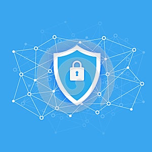 Computer data security Access concept. Protect sensitive data. Internet security. Flat design, vector illustration on
