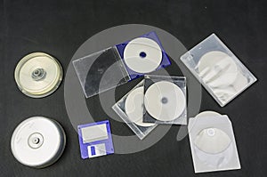 Computer data storage - discs and floppy disk.