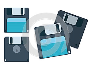Computer Data Storage Floppy Disc or Disk Vector Cartoon Graphic Illustration
