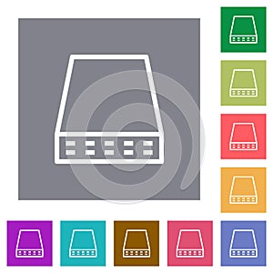 Computer data storage outline square flat icons