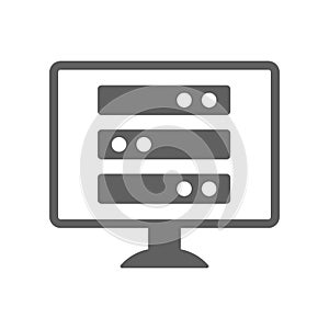 Computer, database, server icon. Gray vector graphics