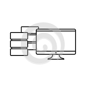 Computer database server on white background