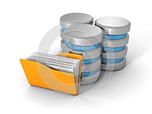 Computer Database With Yellow Office Document Folder