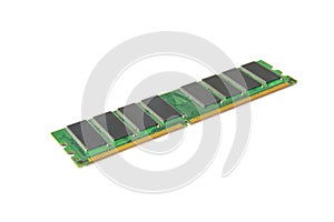 Computer DDR RAM memory module isolated on white background