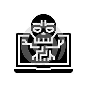 computer death programm glyph icon vector illustration