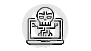 computer death programm line icon animation