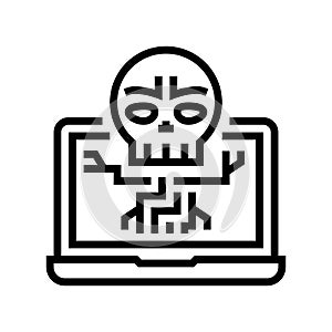 computer death programm line icon vector illustration