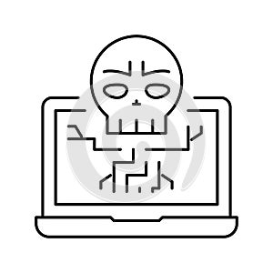 computer death programm line icon vector illustration