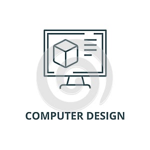 Computer design line icon, vector. Computer design outline sign, concept symbol, flat illustration