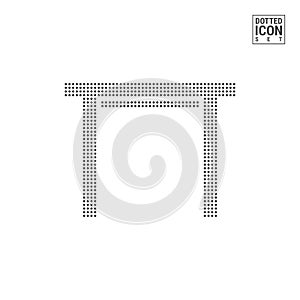 Computer Desk Dot Pattern Icon. Desktop Table Dotted Icon Isolated on White. Vector Background or Design Template