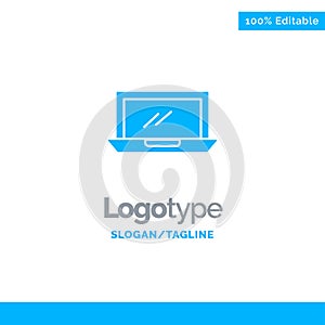 Computer, Desktop, Device, Hardware, Pc Blue Solid Logo Template. Place for Tagline