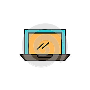 Computer, Desktop, Device, Hardware, Pc  Flat Color Icon. Vector icon banner Template