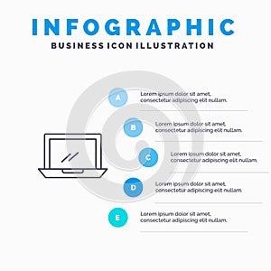 Computer, Desktop, Device, Hardware, Pc Line icon with 5 steps presentation infographics Background