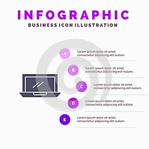 Computer, Desktop, Device, Hardware, Pc Solid Icon Infographics 5 Steps Presentation Background