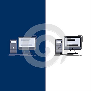 Computer, desktop, gaming, pc, personal Flat Color Icon Vector