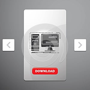 Computer, desktop, hardware, workstation, System Glyph Icon in Carousal Pagination Slider Design & Red Download Button