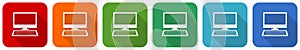Computer, desktop icon set, flat design vector illustration in 6 colors options for webdesign and mobile applications