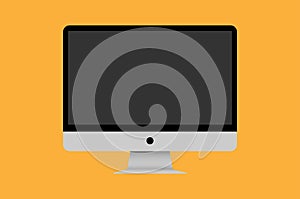 Computer desktop icon vector on orange background.