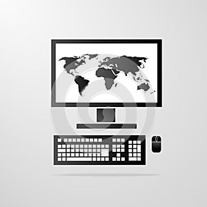 Computer desktop icon world map vector