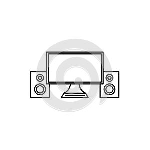 Computer desktop with multimedia speaker icon.