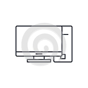 Computer, desktop thin line icon. Linear vector symbol