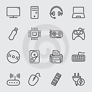 Computer device line icon