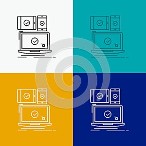 computer, devices, mobile, responsive, technology Icon Over Various Background. Line style design, designed for web and app. Eps