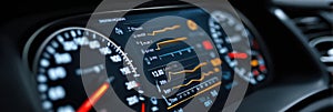 Computer Diagnostics Display Showing Performance Metrics and Real-Time Data Analysis in a Modern Vehicle Dashboard