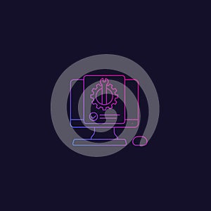 Computer diagnostics linear vector icon