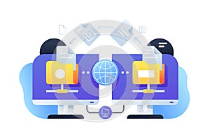 Computer digital file sharing using connection with online app.