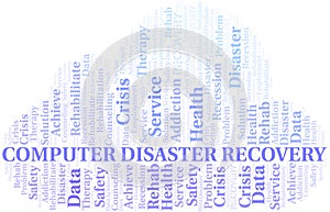 Computer Disaster Recovery vector word cloud, made with text only.