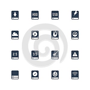 Computer disk icons in glyph style