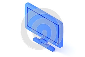 Computer display 3D illustration. 3D rendering. Icon screen pc. Isolated on white background