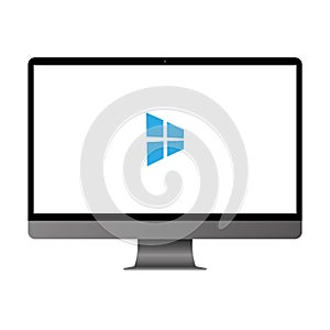 Computer display with blank screen. Front view. Computer desktop screen isolated on white background vector eps10