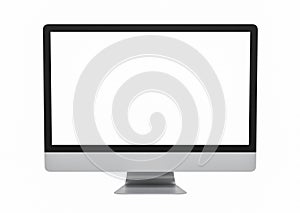 Computer display with blank screen isolated on white background. 3d rendering