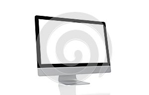 Computer display with blank screen isolated on white background, clipping path, 3d illustration