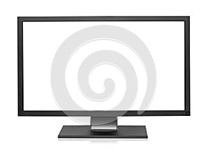 Computer display with blank white screen.