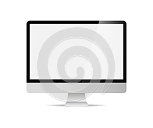 Computer display isolated in realistic design on white background. Modern flat screen computer monitor