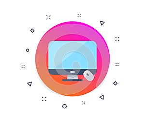 Computer display screen icon. Monitor with mouse sign. Digital device screen. Vector