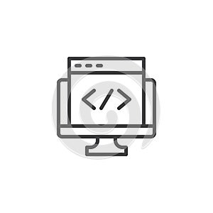 Computer display with seo outline icon