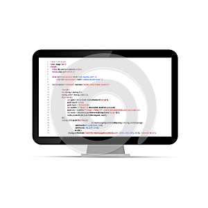 Computer display with simple website HTML code
