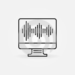 Computer Display with Sound wave line vector icon
