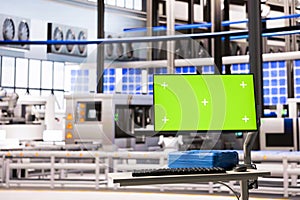 Computer displaying chromakey template