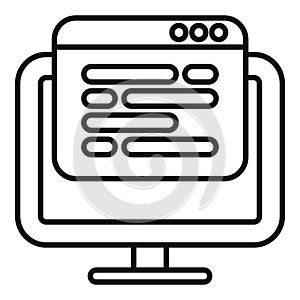Computer displaying code on screen, programming and software development concept