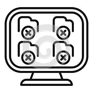 Computer displaying multiple folders with errors on screen