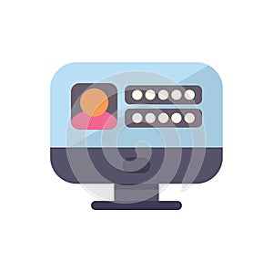 Computer displaying user profile with login and password form